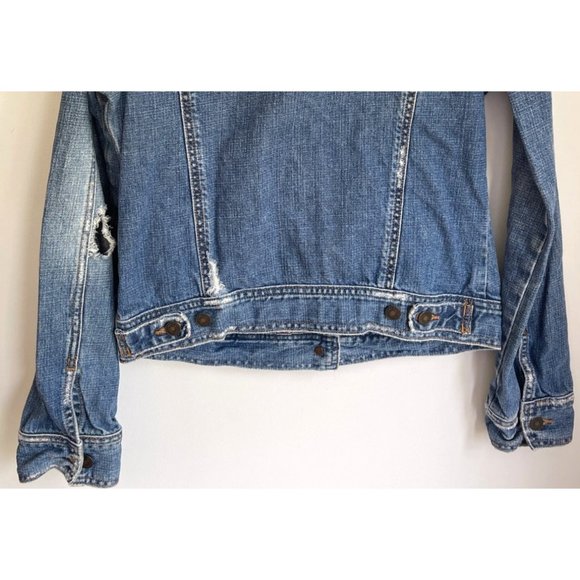 Hollister Jean Jacket Distressed Destroyed Women Size L - Picture 7 of 9